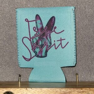 Peace Spirit Can Cooler Sleeve Teal Pink Tie Dye Fun Boho